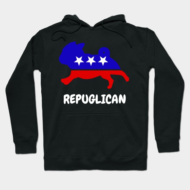 Repuglican Pug Funny Cute Republican Support Hoodie by BraaiNinja